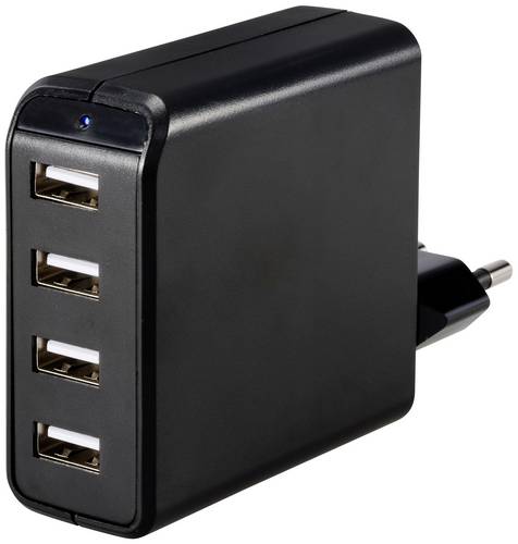 VOLTCRAFT UC-4AXX001 USB Ladegerät 24W 4x USB-A Schwarz Innenbereich