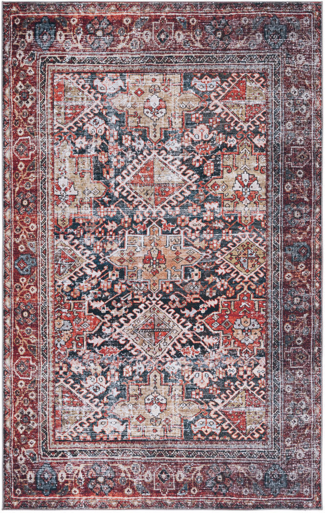 Langley Street Mellor Machine Washable Non-Slip Area Rug in Red Navy Rectangle 152 x 244 cm