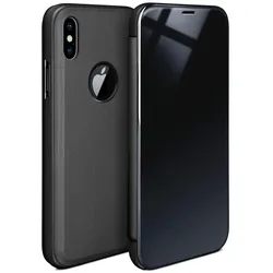 moex Clear View Cover für iPhone XS – Spiegelnde klapp Hülle in Hochglanz Optik – Void Case