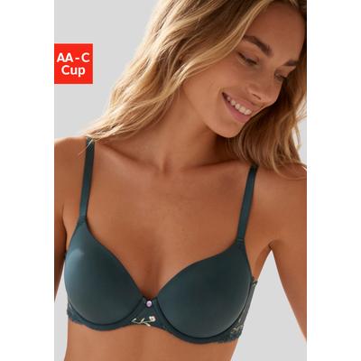 Schalen-BH VIVANCE "Thea", Damen, Gr. 70, Cup C, grün (petrol), Spitze, Obermaterial: 48% Polyamid, 41% Polyester, 11% Elasthan, BHs Schalen-BH, mit Bügel & feiner Blumenstickerei, sexy Dessous