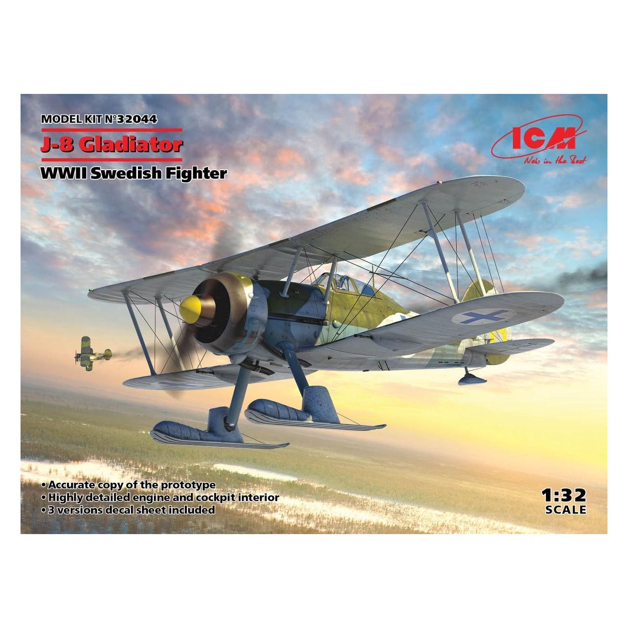 ICM J-8 Gladiator, WWII Swedish Fighter (32044)