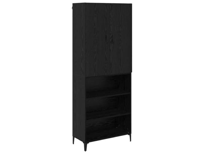 Highboard Schwarz Eichen-Optik 69,5 x 34 x 180 cm Holzwerkstoff Wandmontage,Metallbeine,Regale,Fächer,geräumig,modern,minimalistisch,langlebig,hitzebeständig