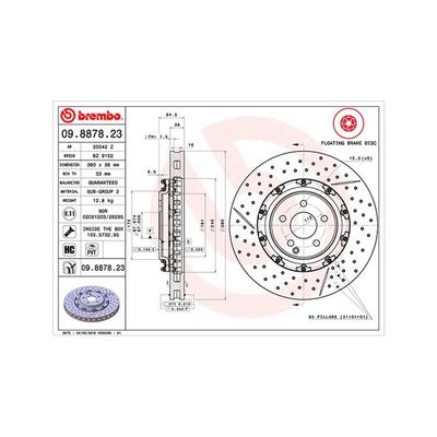 MAGNETI MARELLI Bremsscheibe TWO-PIECE FLOATING DISCS LINE 360406128303 innenbelüftet-Belüftung mit tropfenförmigen Flügeln 380mm 36mm für MERCEDES-B