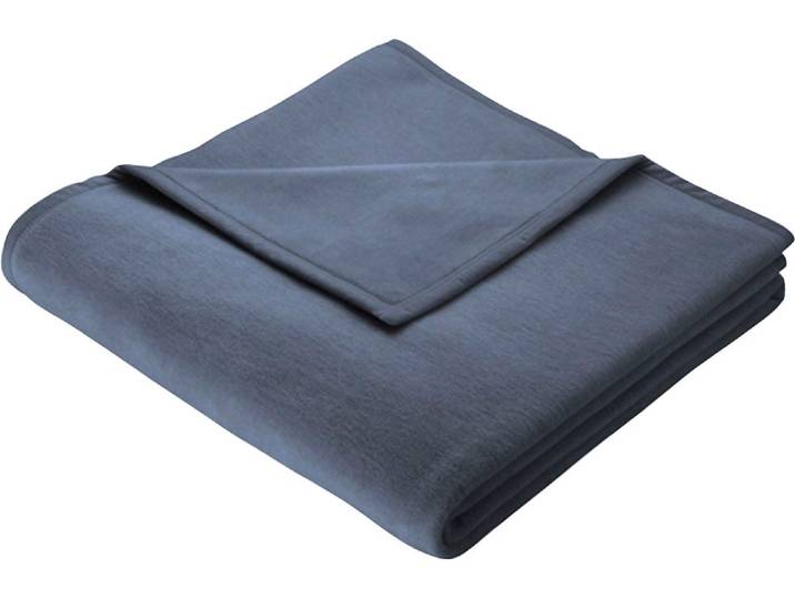 Wohndecke BIEDERLACK Cotton Home , blau (jeans), B:150cm L:220cm, Baumwolle, Polyacryl, Wohndecken, Wohndecke, im Uni Design, Kuscheldecke