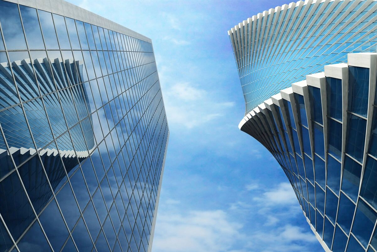 Fototapete PAPERMOON "Wolkenkratzer", bunt, B:1,5m L:1,11m, Vlies, Tapeten, Fototapete bunt B/L: 1,5m x 1,11m, Bahnen: 7 Stk.
