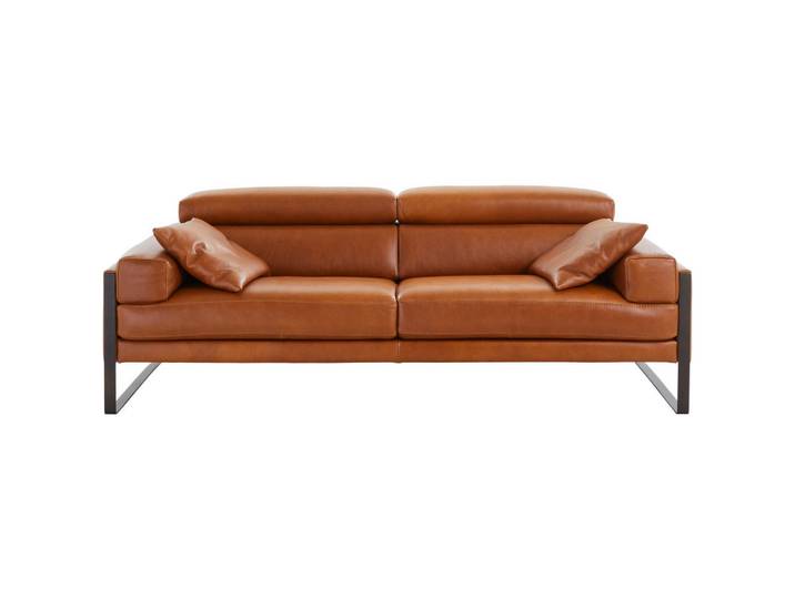 Calia Italia 2,5-Sitzer CAL 808 Romeo, Dunkelbraun, Metall, Echtleder, Anilinleder, Rindleder, 202x67x105 cm, DIN EN ISO 14001, DIN EN ISO 9001, Made in Italy, Lederauswahl, Stoffauswahl, Hocker erhältlich, Wohnzimmer, Sofas & Couches, Sofas, Ledersofas