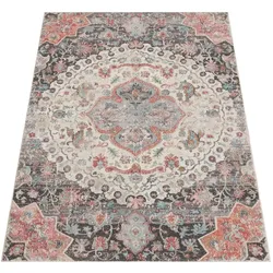 KADIMA DESIGN Outdoor Teppich Orientalisch Vintage Balkon, Terrasse schmutzabweisend Grau Rechteckig 80x150 | 100% Polypropylen | Florhöhe: 2 mm | pflegeleicht