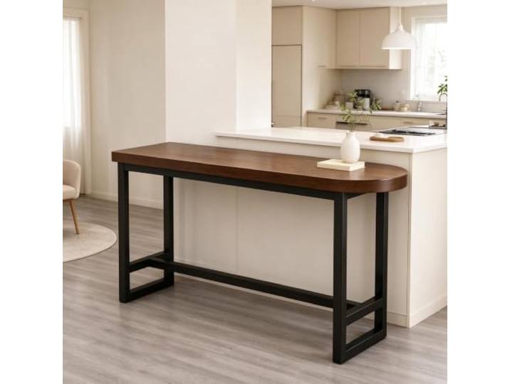 Rechteckiger Massivholz Thekentisch, schmaler Bar Hochtisch, Kneipentisch Rechteckiger Sofa-Konsolentisch，mit Rahmenstruktur, Bistrotisch für den Innenbereich(Dark walnut,55.1 Lx23.6 W)