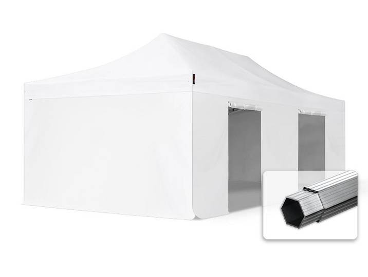 TOOLPORT 4x8 m Tonnelle pliante Alu\, PES 800\, côtés sans fenÃƒÂªtre\, blanc