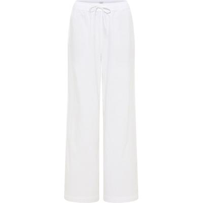 5-Pocket-Hose MUSTANG "Damen Style Tuscaloosa", Damen, Gr. 38, weiß (2045 weiß), Web, 75% Baumwolle, 25% Leinen, unifarben, weit, Hosen 5-Pocket-Hose