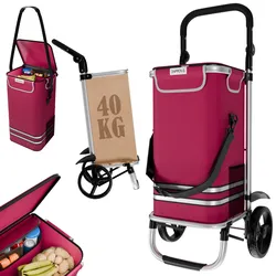 24MOVE® Einkaufstrolley VEHLO 3in1 Trolley faltbarer Einkaufswagen mit Kühlfach, rot