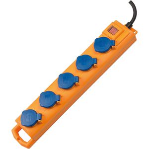 Brennenstuhl Steckdosenleiste Super-Solid 554, 2m, 5-fach in orange mit Schalter