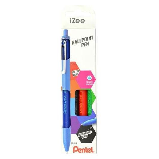 Pentel Druck-Kugelschreiber iZee, 4er Etui, Basisfarben (4x) (BX470-4)