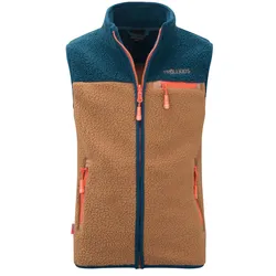 Trollkids Kinder Hemsedal Fleeceweste - 164 - almond/madeira blue/deep orange