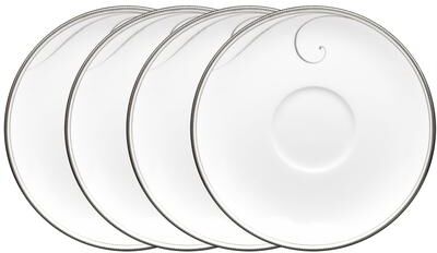 "Noritake Platinum Wave Set of 4 Saucers, 6-1/4"""