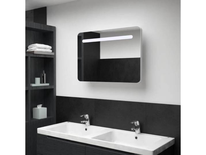 2705Home chic Armoire de salle de bain à miroir LED Meuble à Miroir Murale Armoire de Toilettes 70x9 5x55 cm Tout Neuf