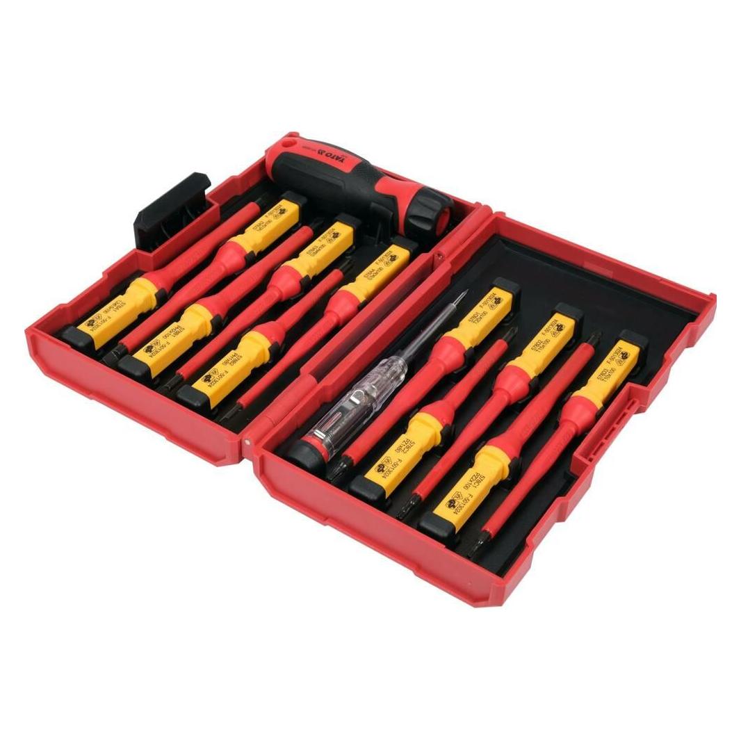 Yato YT-28295 VDE Schraubendreher-Set 13-teilig Schlitz PH PZ Torx austauschbar (Schlitz) (YT-28295)