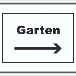 HB-Druck Garten Schild mit Text und Richtungspfeil rechts Blumen Rasen waagerecht A3 (297x420mm)