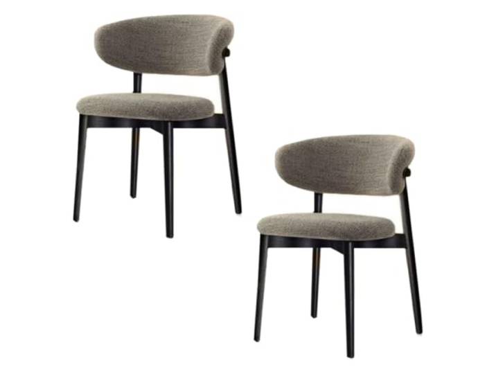 GAOCUNBING Nordic Esszimmerstuhl 2er-Set, armlose Küchenstühle mit Leinenkissen und gebogener Rückenlehne, Sitz aus hochdichtem Schaumstoff, Beine aus Massivholz, Sitzfläche 45 x 45 cm, Schwarz