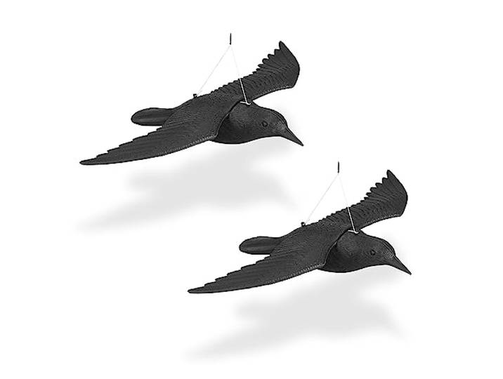 Relaxdays Corbeau Anti-Pigeon\, Lot de 2\, à Suspendre\, effaroucheur Oiseaux\, pour Jardin et Balcon\, Plastique\, Noir