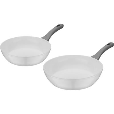 Pfannen-Set GSW "Fiona", weiß, Ø:28cm, Pfannen, weiß, kratzfeste ILAG CERAMIC-Veredelung, Induktion