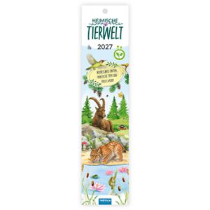 Trötsch Streifenkalender 2027815, Mini Heimische Tierwelt, mit Tier-Steckbriefen & Ferienübersicht, 7 x 30 cm, Jahr 2027