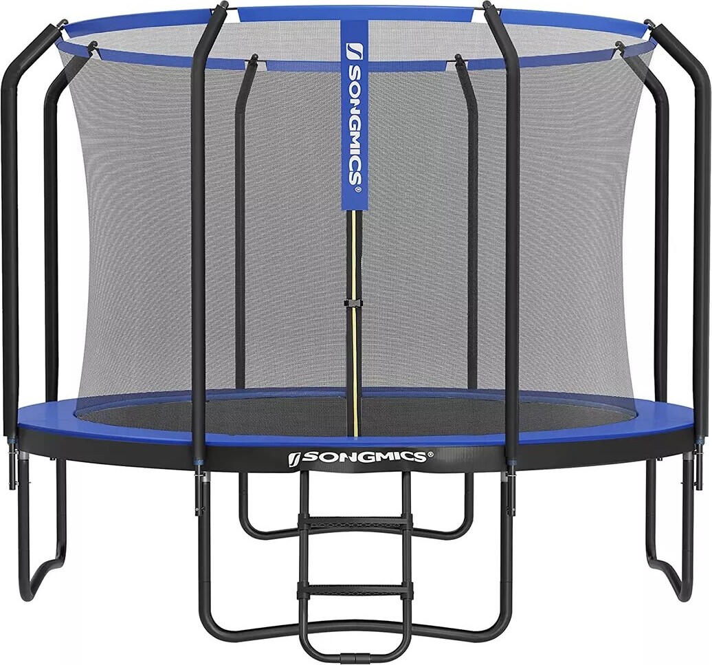 In And OutdoorMatch Trampolin Adolfo - 366 cm - Blau - Trampolin mit Sicherheitsnetz und Leiter - gepolsterter Rahmen - für Kinder und Erwachsene - Innennetz