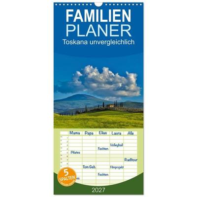 Familienplaner 2027 - Toskana unvergleichlich mit 5 Spalten (Wandkalender, 21 x 45 cm) CALVENDO