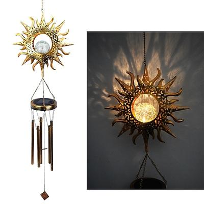 Solar-Windspiele Außenleuchte Mond Sonne Stern Lampe Schmiedeeisen Sonne Rasen Flutlicht Terrasse Outdoor Garten Dekoration wasserdicht warmweißes Licht