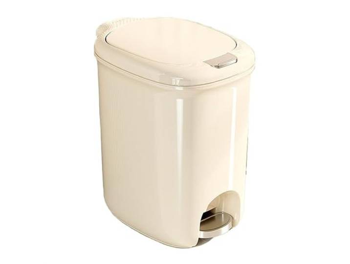9bbhfJw4R Haushaltsmülleimer Badezimmer Mit Deckel, Schlankes Mülleimer-Trittpedal(Beige,20L)