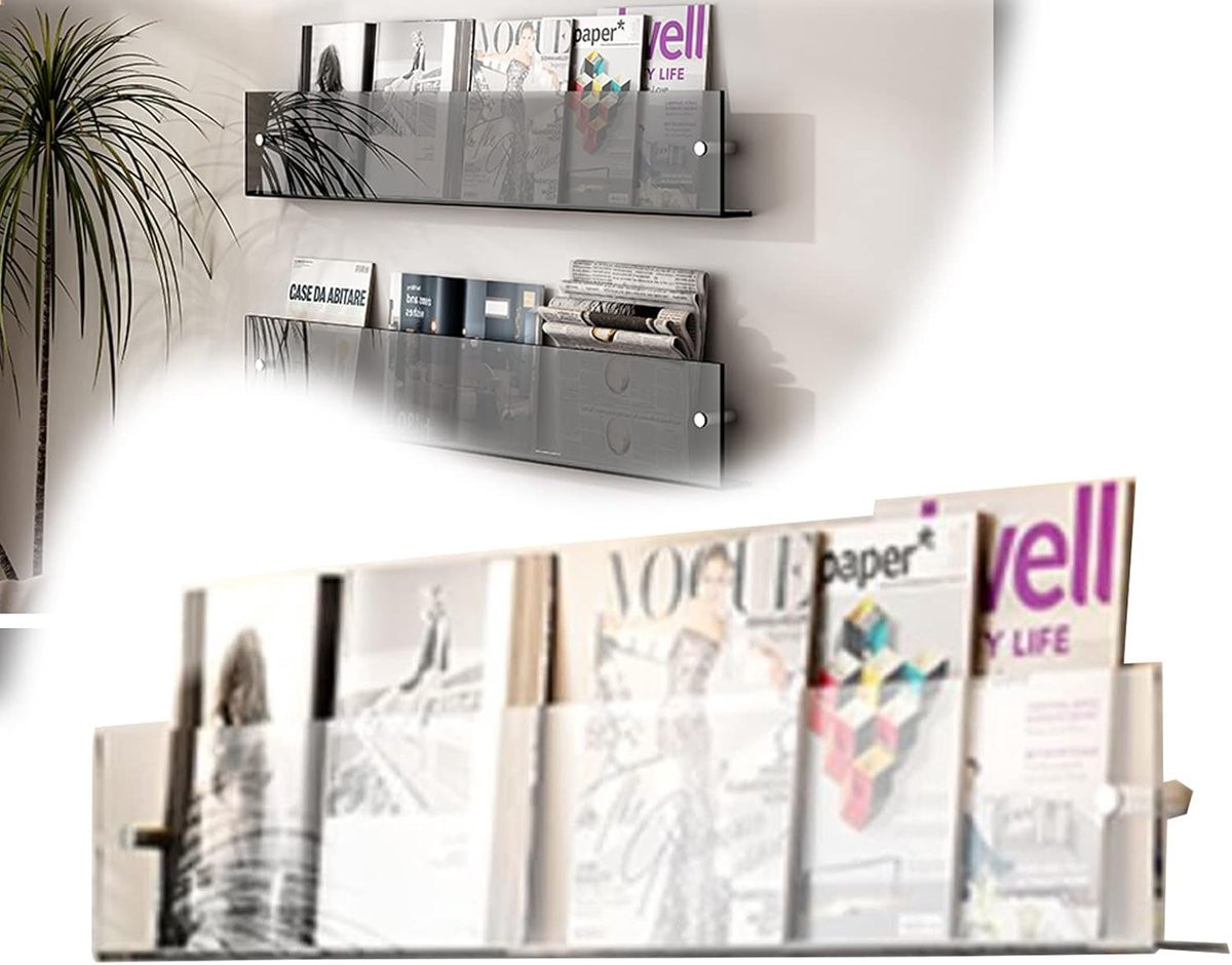 Transparante Acryl Magazine Houder en Boekenplank voor Ruimteorganisatie, Breedte: 40-100 cm