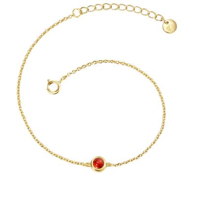 Gliederarmband GLANZSTÜCKE MÜNCHEN "GSM6023", gold (gelbgold, rot), Armbänder, Damen, Materialmix, Gliederarmband, mit Granat
