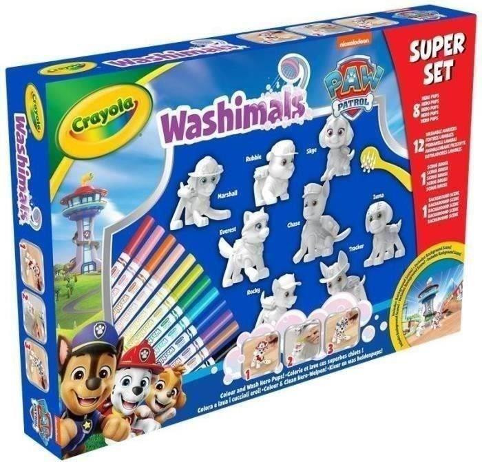 Crayola Washimals Super Set Paw Patrol: 8 afwasbare dieren om te beschilderen