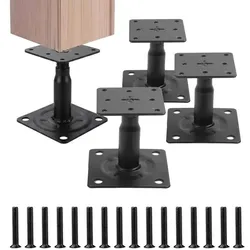 Relaxdays Pfostenträger höhenverstellbar 4er Set Schwarz