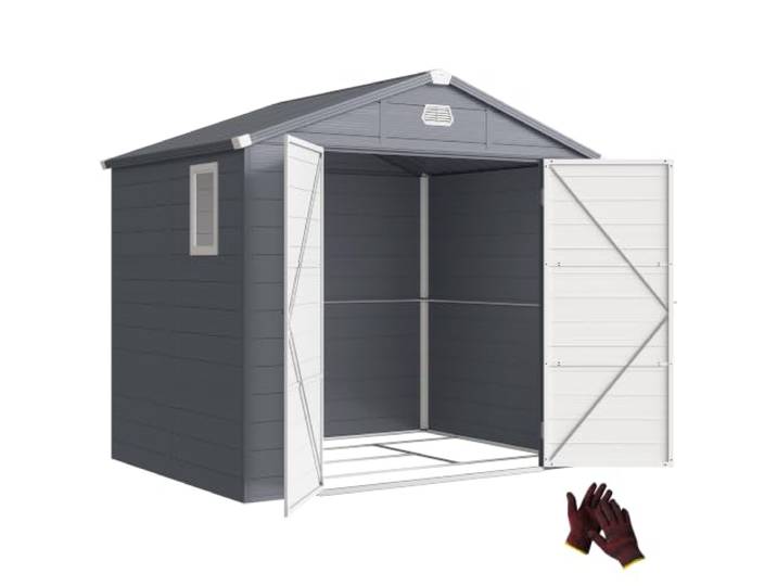 Outsunny Gartenhaus 4,1 m² mit Satteldach 240 x 190 x 228 cm Dunkelgrau