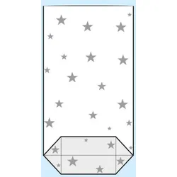 5000 Kreuzbodenbeutel, OPP-Folie, Sterne 145 x 235 mm, transparent