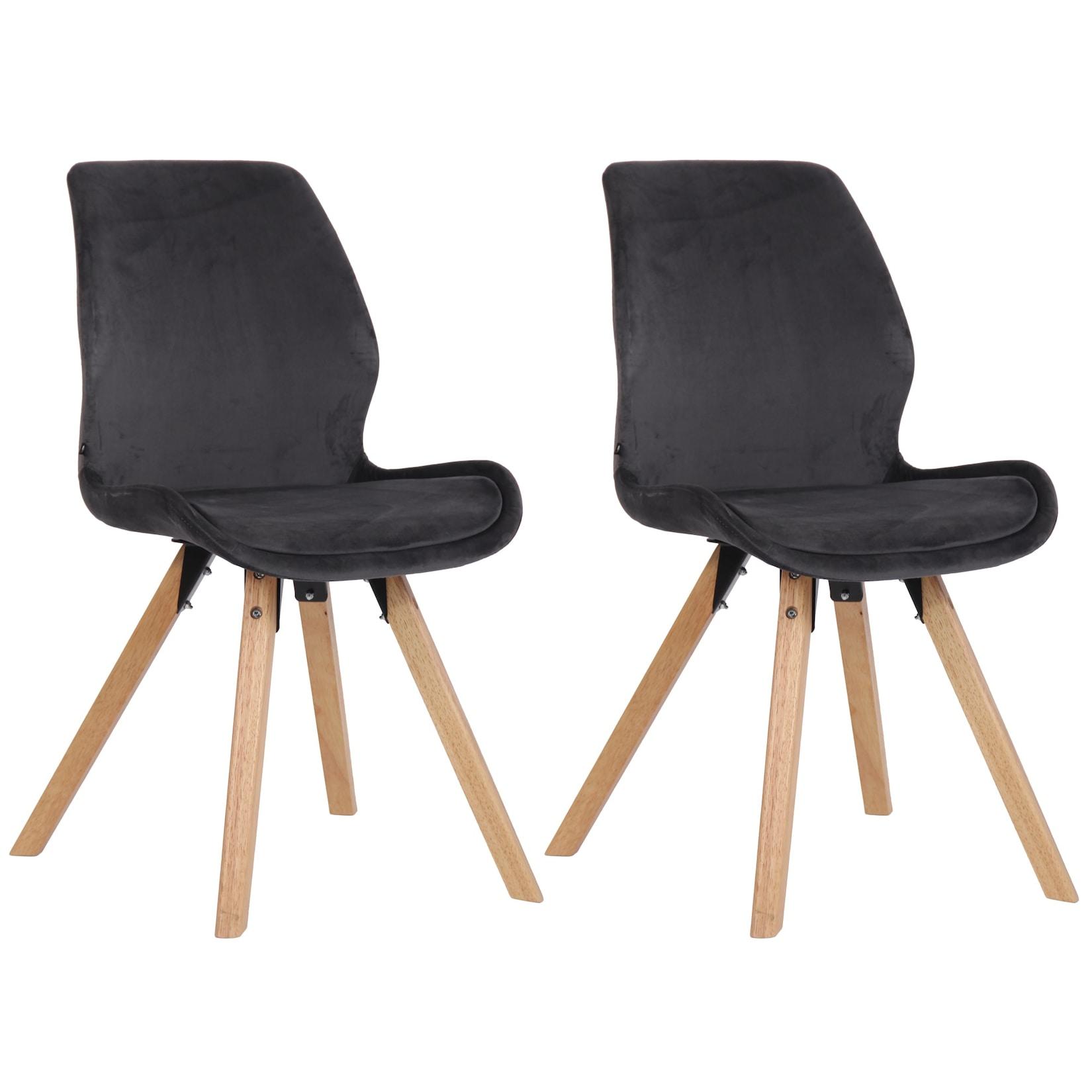 CLP 2er Set Stuhl Luna Samt - Farbe: dunkelgrau, Material: Samt