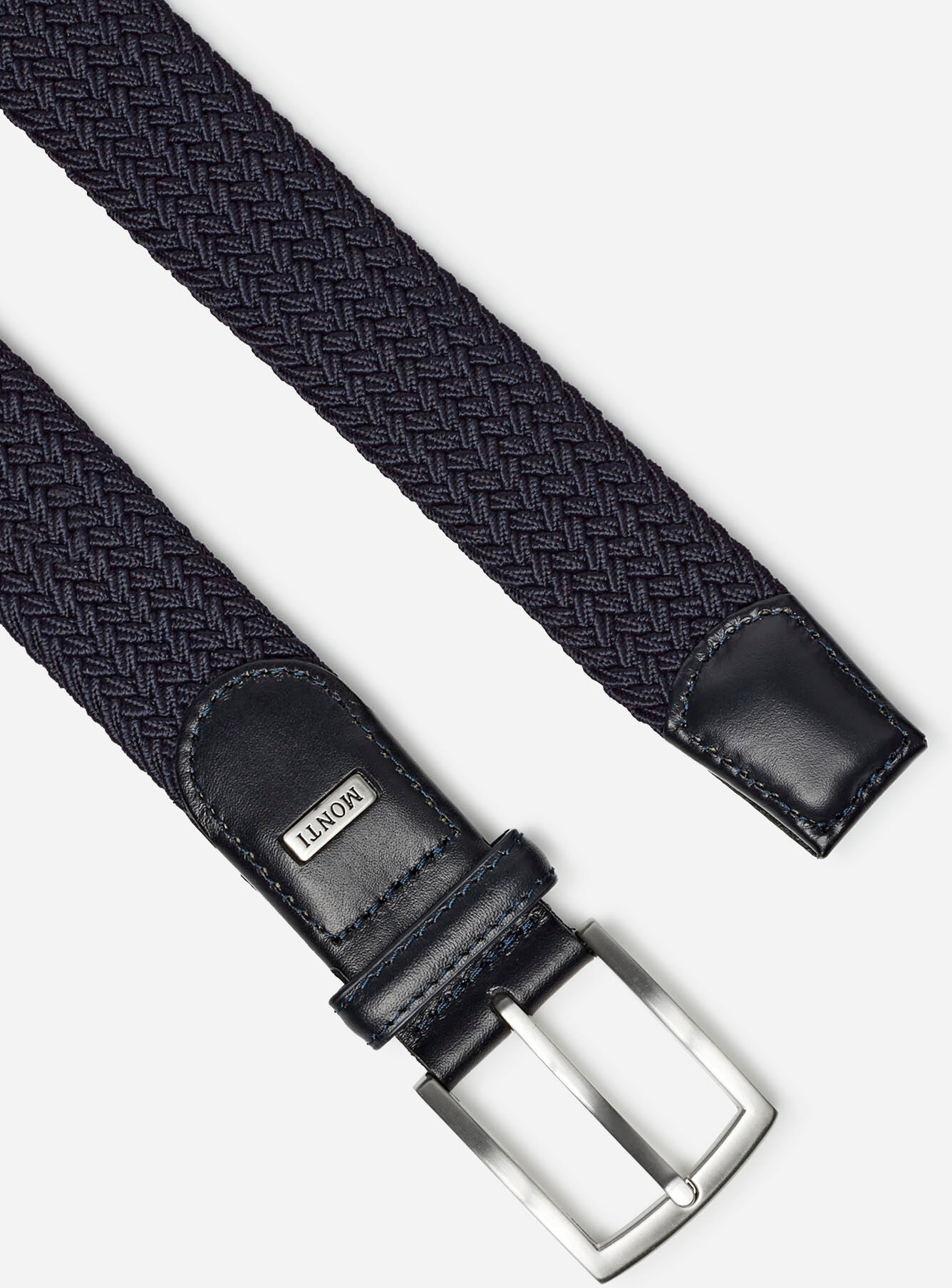Flechtgürtel MONTI "HAMBURG", Herren, Gr. 95, blau (marineblau), Materialmix, Gürtel Flechtgürtel, 3,5 cm breit, Elastischer Flechtgürtel, Casual-Business-Sportiv marineblau 95