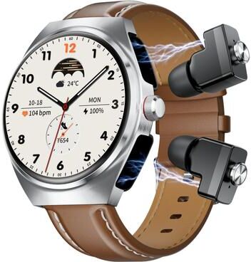 Everyday Crate "GT95 Smart Watch Earbuds With 1.53"" IPS Display, Bluetooth Calling & Health Tracking silver"