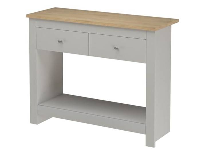 Emerald Konsolentisch Graue Eicheoptik, 97 x 35 x 76 cm, Flurtisch mit 2 Schubladen und Ablagefach, moderner Konsolentisch im Landhausstil für Eingangsbereich, Wohnzimmer und Schlafzimmer