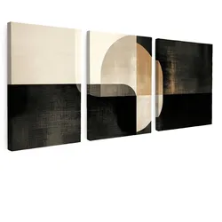 LEINWANDBILD 3er Set Formen - Abstrakt - Gold 180x80 cm