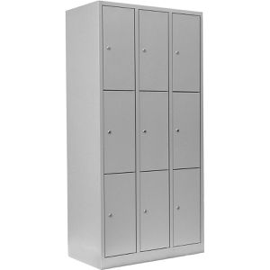 Lüllmann Schließfachschrank 520330, lichtgrau, 9 Fächer, Stahl, 89 x 180cm, mit Zylinderschloss