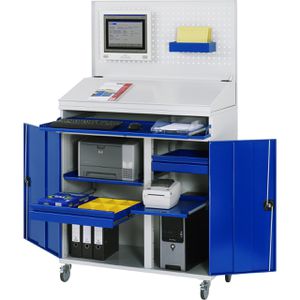 Rau Rau Computerschrank Modell 61, lichtg / blau, aus Metall, für Industrie, abschließbar, fahrbar