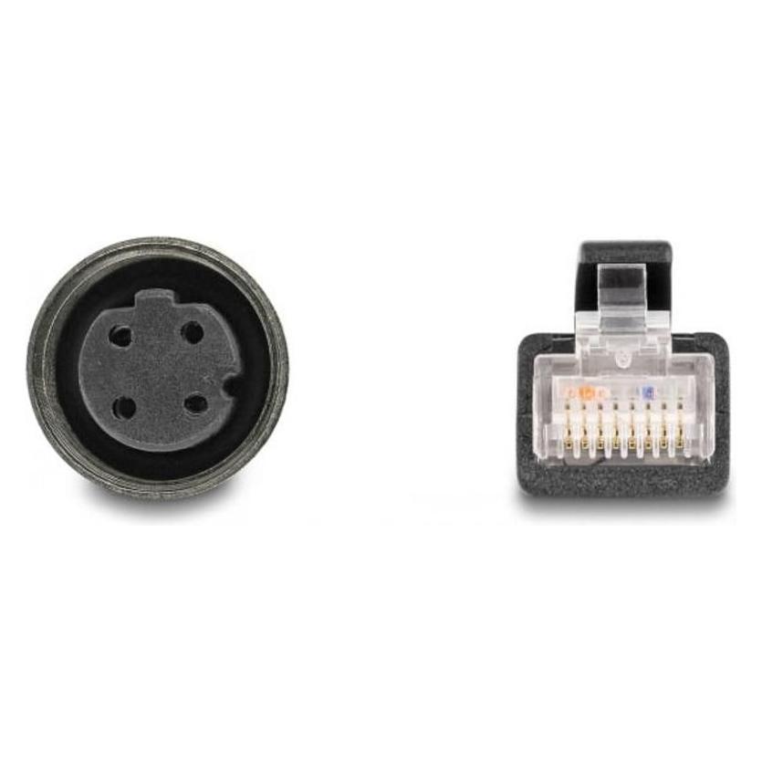 Delock M12 Adapterkabel D-kodiert 4 Pin Buchse zu RJ45 Stecker 50 cm (S/FTP, CAT5e, 0.50 m) (60072)
