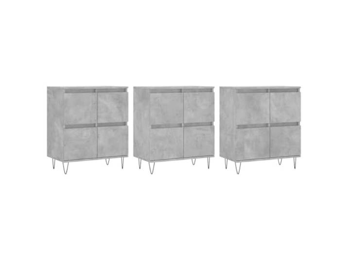 HGFDVCMR Sideboard 3er Set Betongrau 180x35x70 cm Holzwerkstoff Dreiteilige Anrichte in Beton-Optik bietet viel Stauraum für Wohnzimmer und Flur. Stabil und vielseitig kombinierbar.