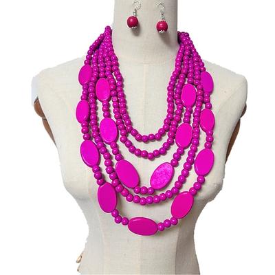 Schmuck für Frauen Halsketten-Ohrring-Set für Frauen klobige Halskette bunte Perlenkette Juneteenth-Outfits Hemdkleid Schmuckzubehör