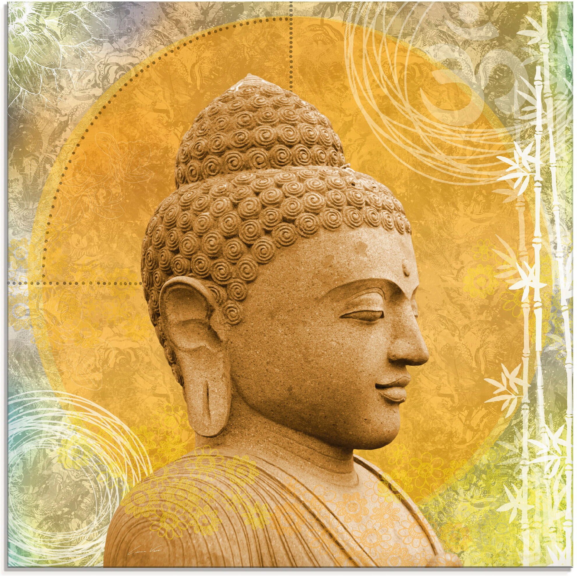 Glasbild ARTLAND "Buddha II", gold (farbe bild(er): goldfarben), B:40cm H:40cm, Bilder, in verschiedenen Größen