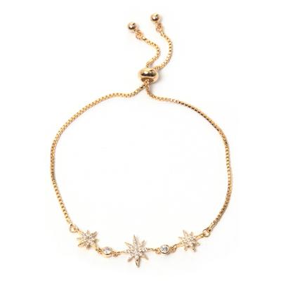 Armband FIRETTI "Sterne, Kugeln, feminin und rund", gold (gelbgoldfarben, weiß, weiß), Armbänder, Damen, 24cm, Metall, Armband, mit Strassteinen