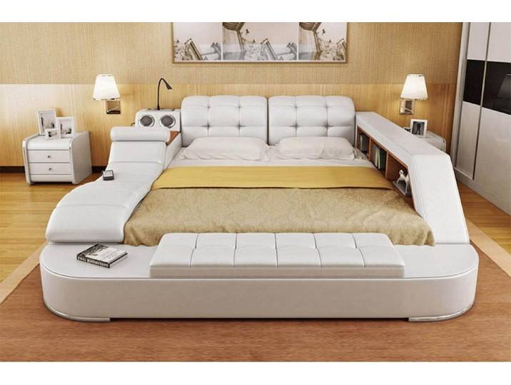 Xlmoebel Multimediabett Chesterfield Doppelbett mit luxuriösem Design und Multifunktionalität (Multifunktion Bett), Hergestellt in Europa