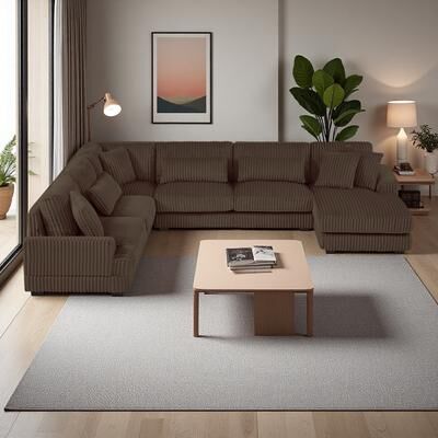 Corduroy Oversized U-Shape Sectional Sofa with Chaise Lounge